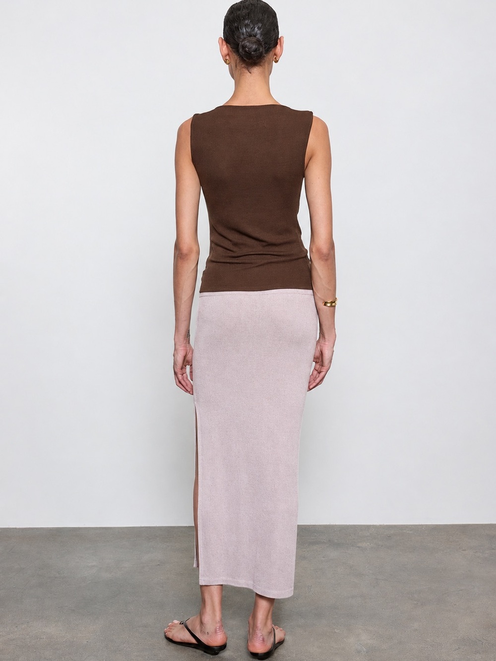 New Enza Costa Silk Rib Fluid Pencil Skirt Shell Pink - Picture 3 of 7